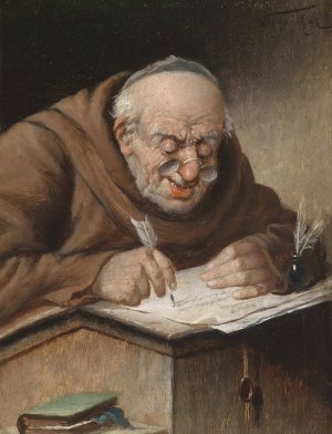 Schreibender Monch by Carl Schleicher Oil Painting