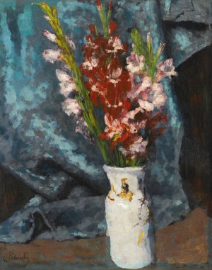 Gladioli by Carl Schuch Oil Painting