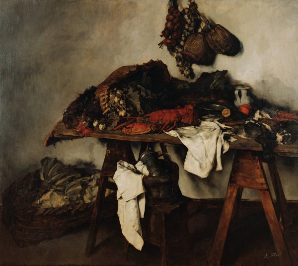 Groses Kuchenstillleben  by Carl Schuch - Hand-Painted Oil Painting Reproduction