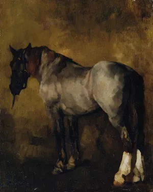 Pferdestudie Oil painting by Carl Schuch
