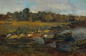 Schilflandschaft am Schwielowsee mit Enten by Carl Schuch Oil Painting