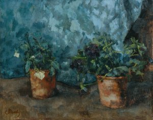 Stillleben mit BlumentOpfen by Carl Schuch Oil Painting