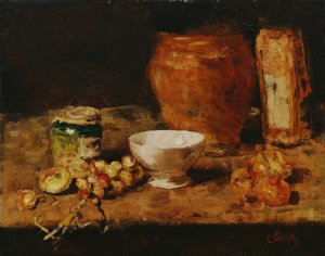 Stillleben mit weiser Schale by Carl Schuch Oil Painting