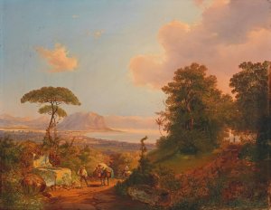 Blick In Die Bucht Von Palermo by Carl Schweninger Oil Painting