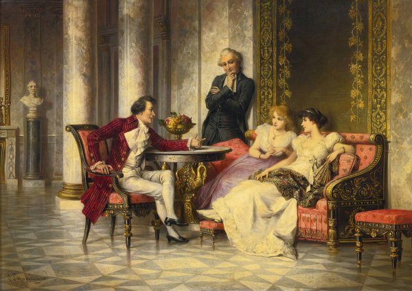 Court Intrigues by Carl Schweninger - Hand-Painted Oil Painting Reproduction