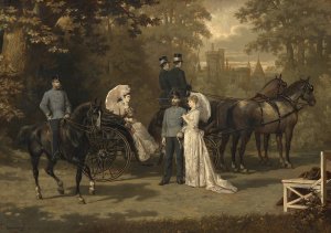 Das Kaiser- und Kronprinzenpaar in Laxenburg by Carl Schweninger Oil Painting
