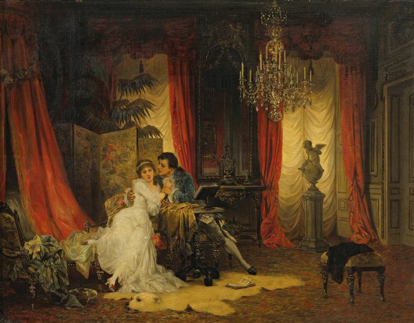 Innamorati  by Carl Schweninger - Hand-Painted Oil Painting Reproduction