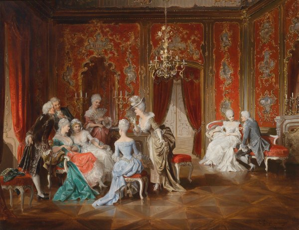 Salon by Carl Schweninger - Hand-Painted Oil Painting Reproduction