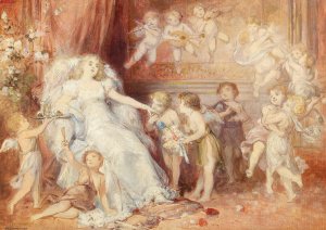 Surrounded by Angels by Carl Schweninger Oil Painting