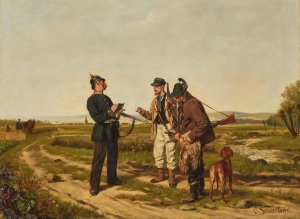 Checking The Hunting Permit by Carl Sellmer Oil Painting