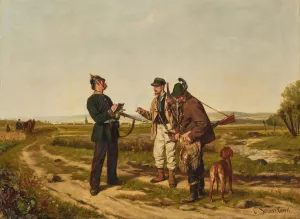 Checking The Hunting Permit Oil painting by Carl Sellmer