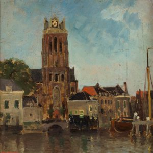 The Church Tower, Dordrecht by Carl Skanberg Oil Painting