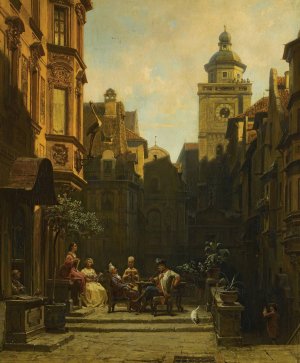 Die Plauderstunde by Carl Spitzweg Oil Painting