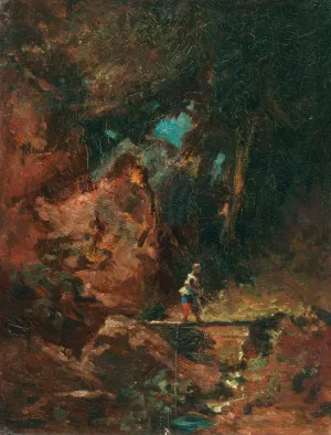 Die Sennerin auf dem Waldsteg Oil painting by Carl Spitzweg