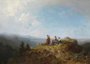 Dirndln auf der Alm by Carl Spitzweg Oil Painting
