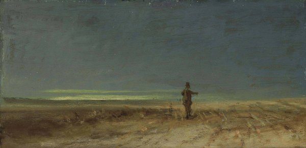 Main Product Photo of Flachlandschaft Mit Vogelscheuche Painting by Carl Spitzweg