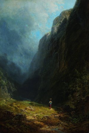 In the Alpine High Valley by Carl Spitzweg Oil Painting