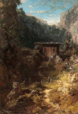 Mountain mill by Carl Spitzweg Oil Painting