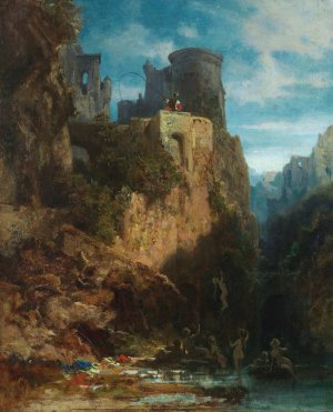 Nixenfang by Carl Spitzweg Oil Painting