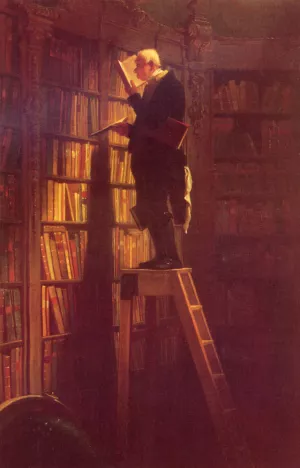The Bookworm by Carl Spitzweg - Oil Painting Reproduction