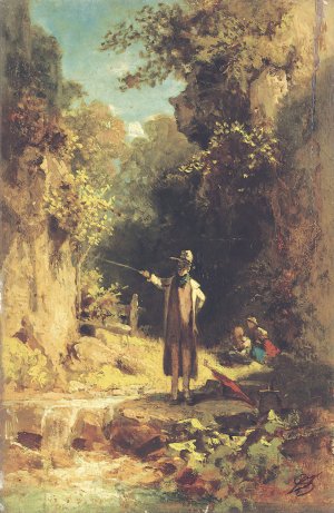 The Fisherman by Carl Spitzweg Oil Painting
