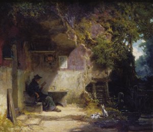 The Hermit in front of His Retreat by Carl Spitzweg Oil Painting