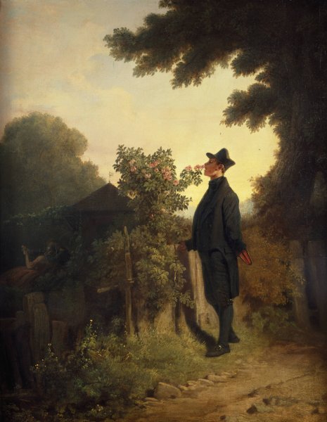 The Rose Lover  by Carl Spitzweg - Hand-Painted Oil Painting Reproduction
