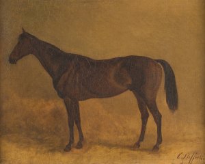 Brown Race Horse by Carl Steffeck Oil Painting
