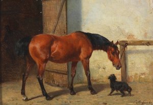 Ein Guter Freund by Carl Steffeck Oil Painting
