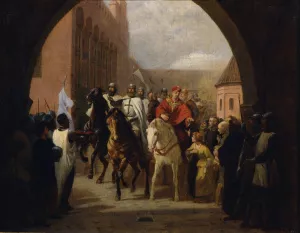 Entering of the knights in the Marienburg by Carl Steffeck Oil Painting