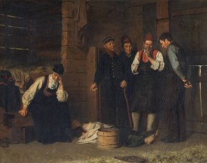 Confrontation by Carl Sundt-Hansen Oil Painting