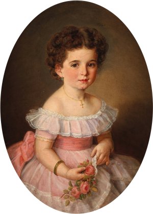 Madchenbildnis mit Rosen by Carl Teibler Oil Painting