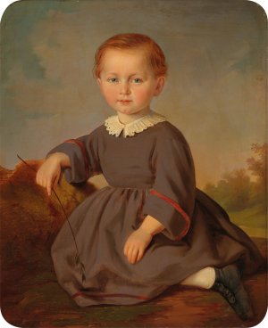 Portrait of a Child set in a landscape by Carl Teibler Oil Painting