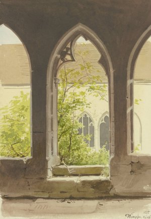 Blick aus dem Kreuzgang in den zugewachsenen Klosterhof der Stiftskirche St. Peter und Paul in Bad Wimpfen by Carl Theodor Reiffenstein Oil Painting