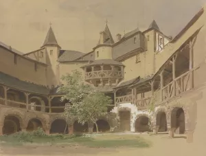 Burg Pfalzgrafenstein bei Kaub Oil painting by Carl Theodor Reiffenstein