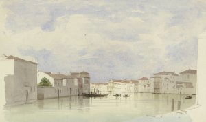 Channel in Venice by Carl Theodor Reiffenstein Oil Painting