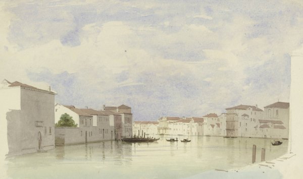Channel in Venice  by Carl Theodor Reiffenstein - Hand-Painted Oil Painting Reproduction