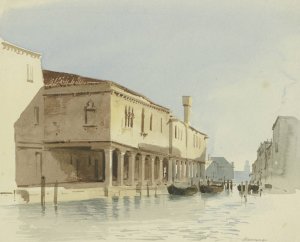 Channel section in Murano by Carl Theodor Reiffenstein Oil Painting