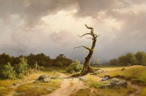 Landschaft bei heranziehendem Gewitter by Carl Theodor Reiffenstein Oil Painting