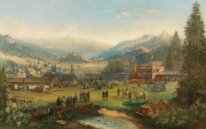 Tal mit Fabrik und Festgebaude by Carl Thondel Oil Painting