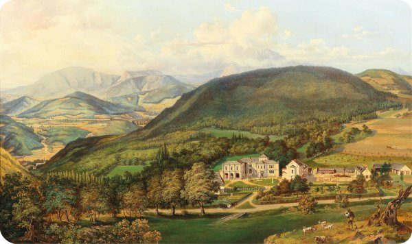 Main Product Photo of View of the St. Christoph Estate, St. Christophen near Prigglitz, Lower Austria Painting by Carl Thondel