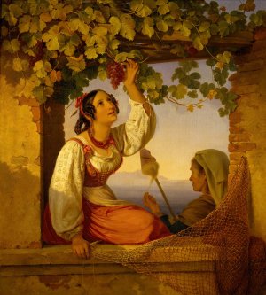 Neapolitan Fisherman's Daughter by Carl Tischbein Oil Painting