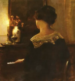 A Lady Playing The Piano by Carl Vilhelm Holsoe Oil Painting