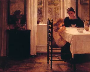 Breakfast Time by Carl Vilhelm Holsoe Oil Painting