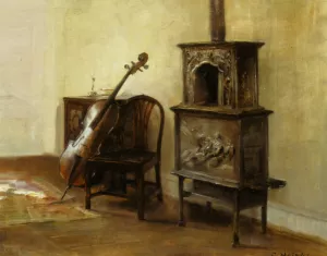 Interieur Med En Cello Oil painting by Carl Vilhelm Holsoe