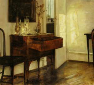Sollys I Stuen by Carl Vilhelm Holsoe Oil Painting