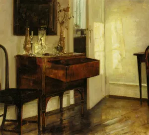 Sollys I Stuen by Carl Vilhelm Holsoe Oil Painting