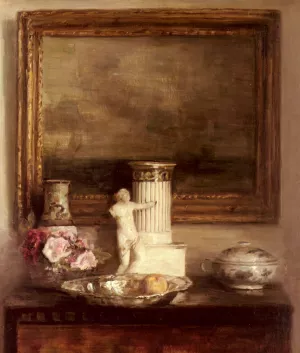 Still Life with Classical Column and Statue by Carl Vilhelm Holsoe Oil Painting