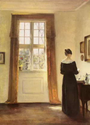 Woman In Interior by Carl Vilhelm Holsoe Oil Painting
