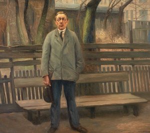 Manden ved baenken by Carl Vilhelm Meyer Oil Painting